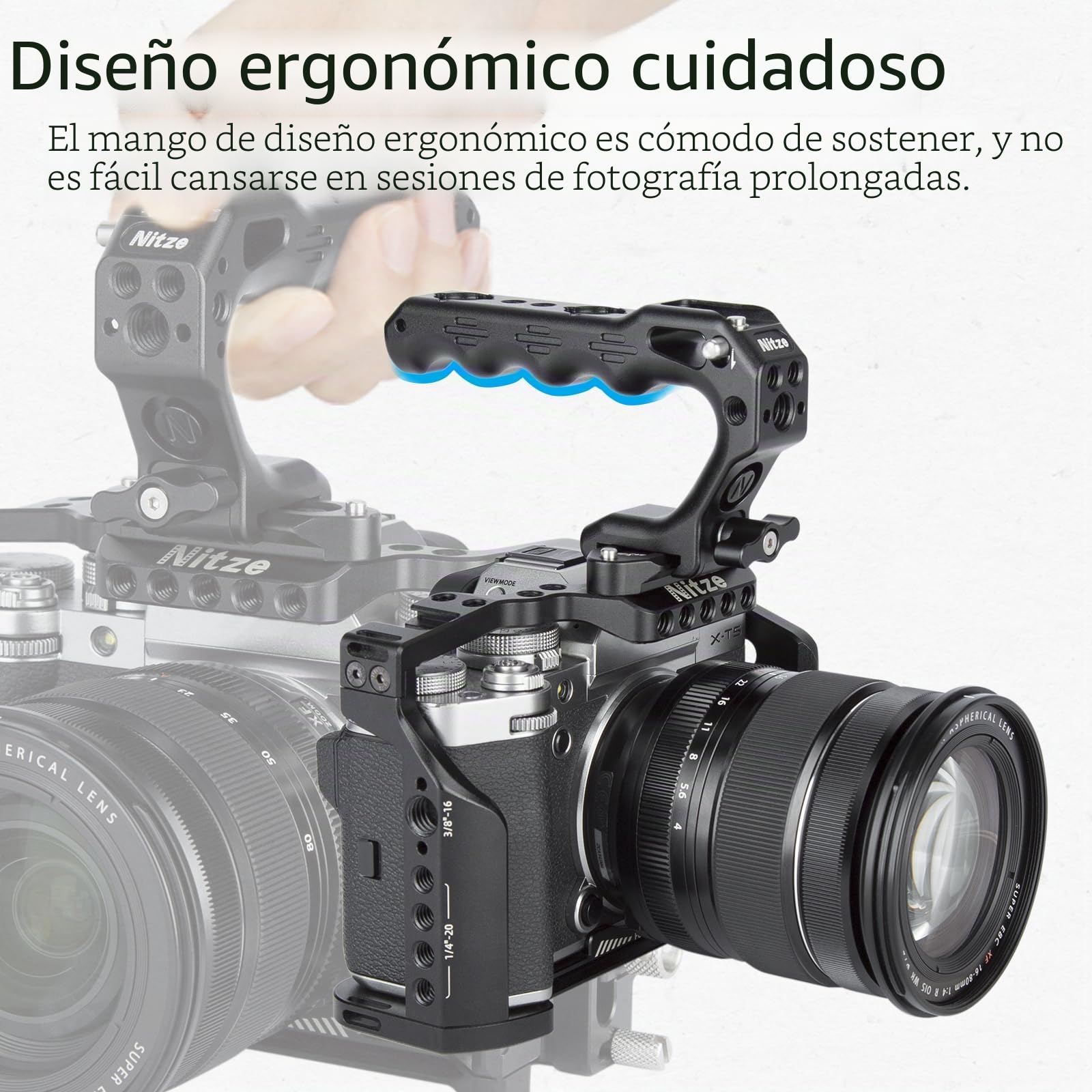 Nitze NATO Top Handle, Mini Top Handle Mango con NATO Clamp, Mango Superior para Jaula de Cámara, DSLR Cámaras (Lil Stinger II) -PA28M-D1