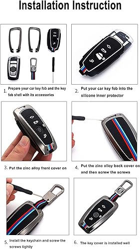 Miniatura 6 de Funda para llavero compatible con BMW 1 3 4 5 6 7 Series X3 X4 M5 M6 GT3 GT5 llavero entrada sin llave remoto soporte de aleación de zinc protector