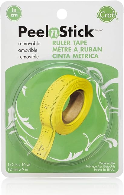 iCraft PeelnStick Ruler Tape s Imperial & Metric 1/2 in. x 10 yd. Roll, Original Version, 10 Yards