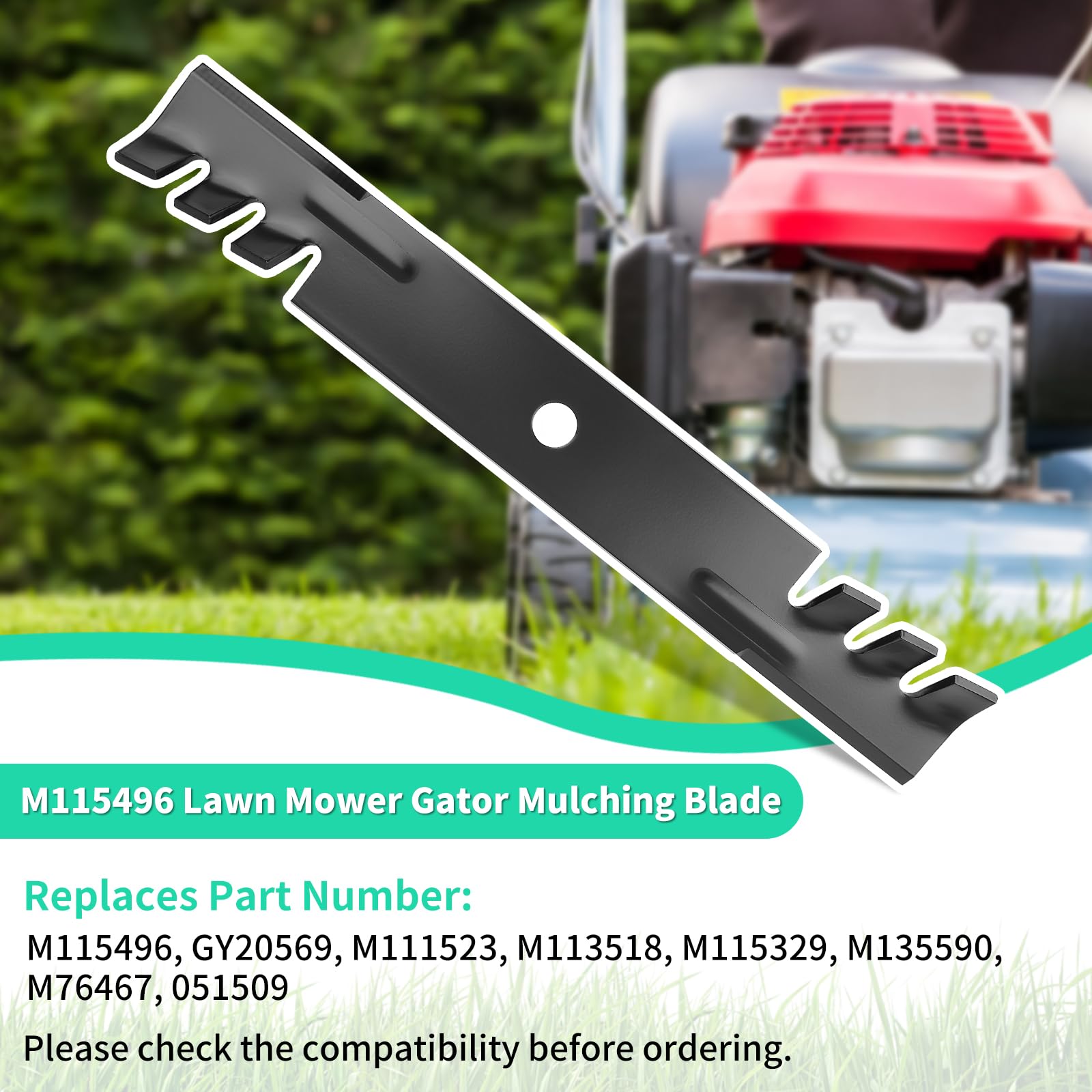 M115496 Cuchillas de mantillo para cubierta de 54 pulgadas, cuchillas de cortacésped GY20569 compatibles con cortacésped Scotts John Deere 345 325 335, sustituye a M111523, M113518, M115329,