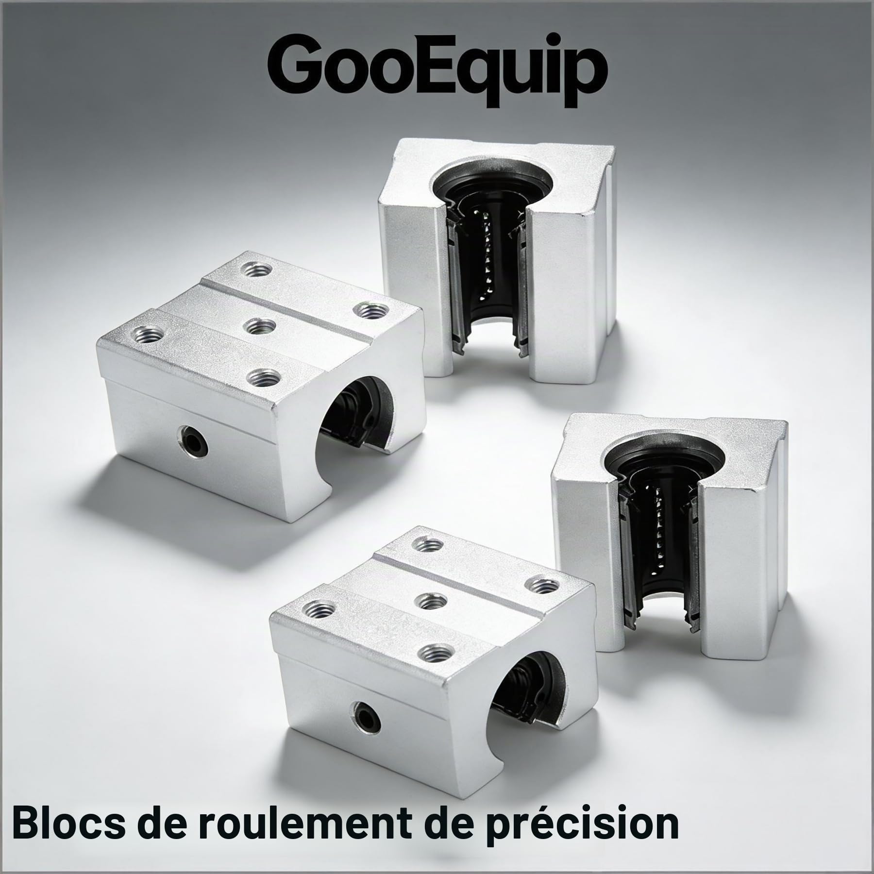Rail de Guidage Linéaire SBR16 600mm, 2PCS Rails Linéaires 600mm et 4PCS Blocs Roulement Glissières à Roulement Linéaire pour Machines Automatisées Routeurs CNC Tours
