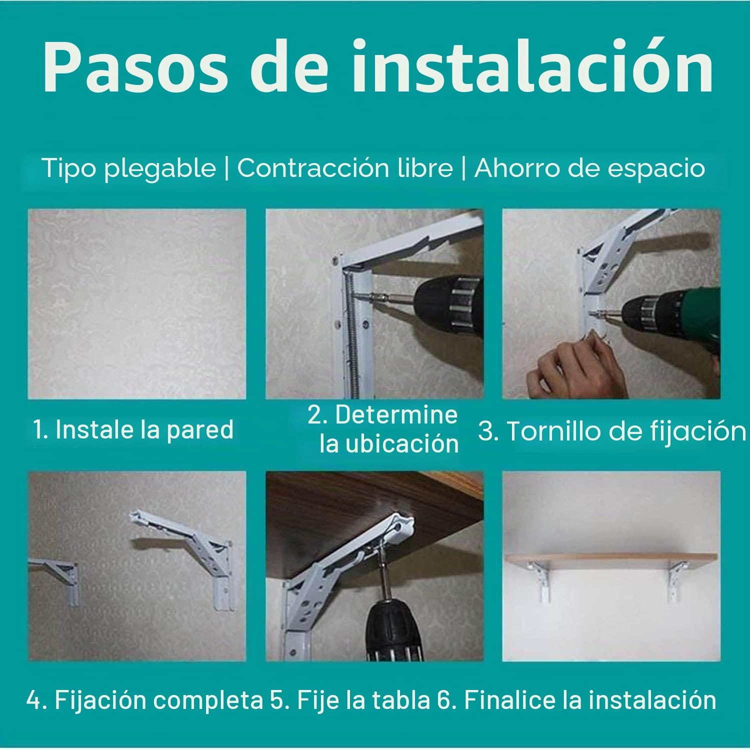 Mesa de hoja de gota montada en la pared - escritorio plegable para el hogar, la oficina, la cocina Estante de almacenamiento plegable en la pared,White-40x30cm/16x12in