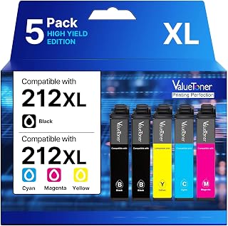 Valuetoner リサイクル交換用 Epson 212 インクカートリッジ212XL 大容量 T212 T212XL Epson XP-4100 XP-4105 Workforce WF-2830 WF-2850に対応 (ブラック2個、シアン1個、マゼンタ1個、イエロー1個)