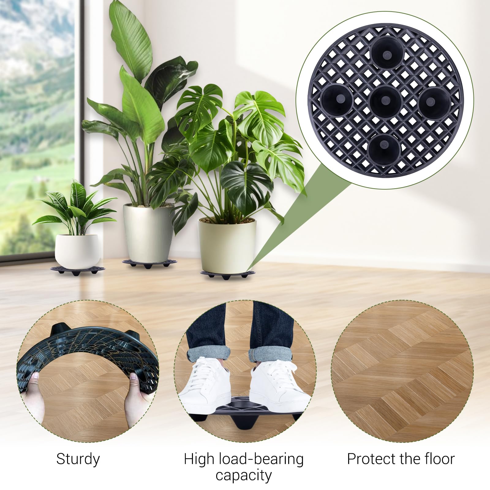GAESHOW Lot de 6 Élévateurs Pot Fleurs Maille Pad, Pots de Fleurs en Maille, Grille pour bonsaï, Soucoupe en Plastique pour l'intérieur et l'extérieur, Grille de Drainage (20cm)