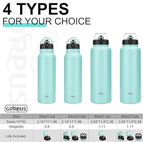 Miniatura 2 de GOPPUS Botella de agua aislada al vacío de doble pared de 24 onzas con pajilla, taza de agua deportiva de acero inoxidable, a prueba de fugas, boca