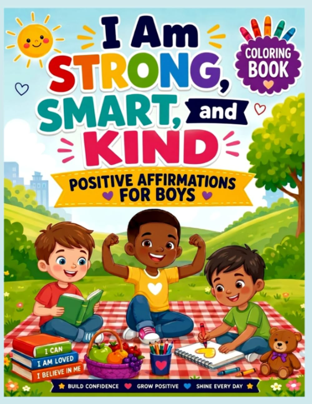 I Am Strong, Smart, and Kind Coloring Book for Boys: Positive Affirmations for Boys Ages 4-8