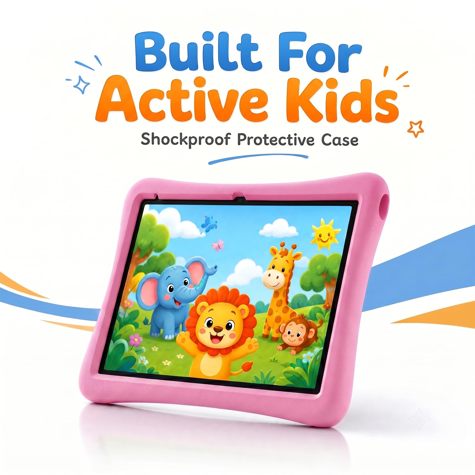 Tablet per bambini da 10 pollici Android Tablet per bambini viene fornito con una custodia protettiva resistente agli urti, 8 GB RAM 32 GB ROM tablet supporta MicroSD da 1 TB, batteria 6000 mAh doppia