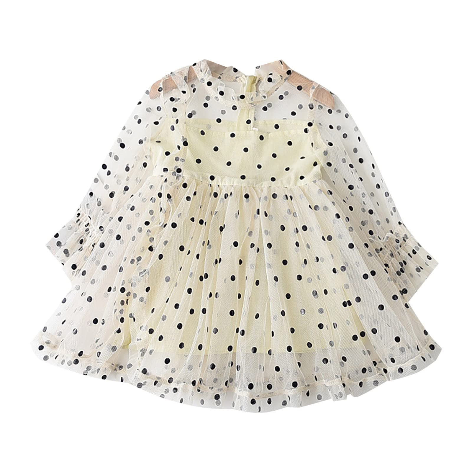 Vestido de malla para niña de 1 a 7 años de manga larga con lazo 7