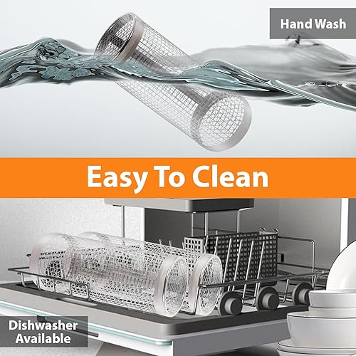 Miniatura 6 de Junta rodante para parrilla, cesta para parrilla de barbacoa, paquete de 2 unidades, accesorios de parrilla de malla de acero inoxidable, cestas