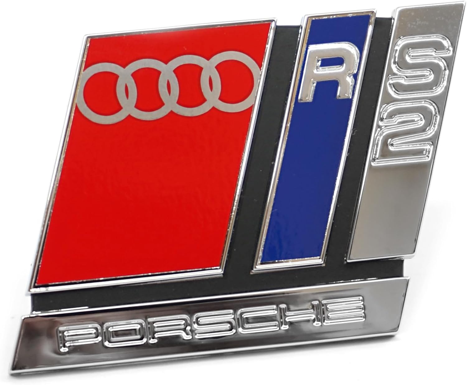 Audi RS2 Grill Badge Chrome Blue Red Nos - 8A0853735B 2ZZ