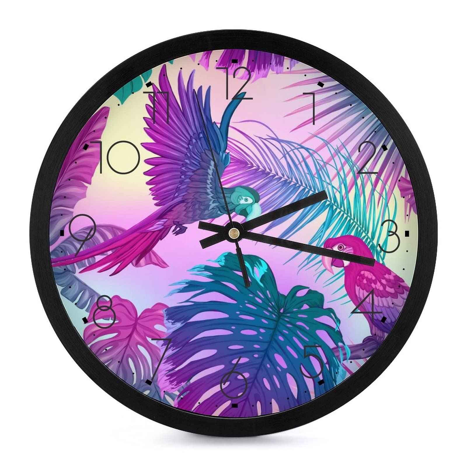 Oiseau de fantaisie moderne pendule murale silencieuse 25.4cm horloge de décoration maison