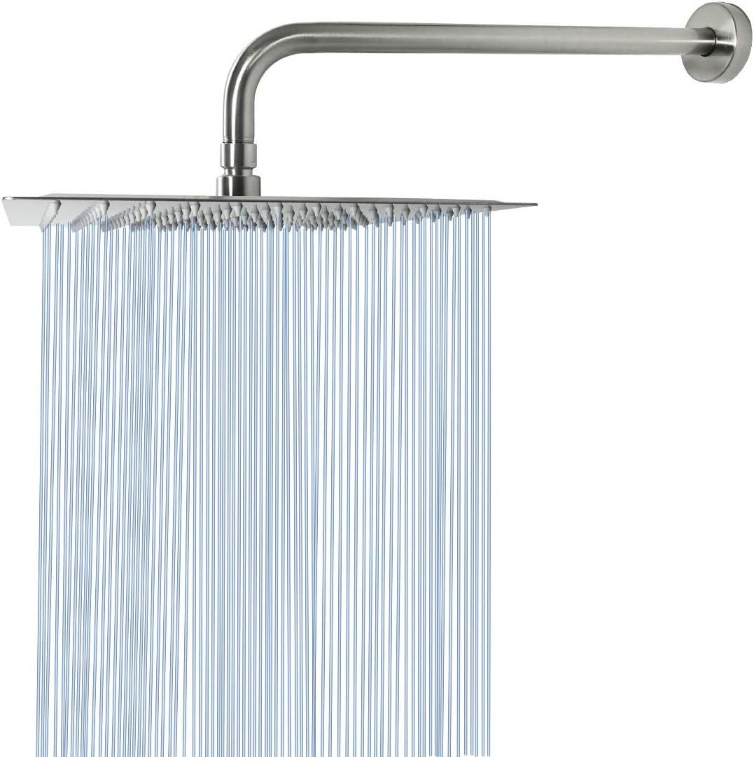 Rain Shower Head With Extension Arm, NearMoon Square Shower Heads