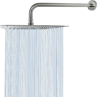 NearMoon 12 Inch Square Rain Shower Head with 15" Extension Arm - Stainless Steel Rainfall, High-Pressure Full Body Coverage, Brushed Nickel