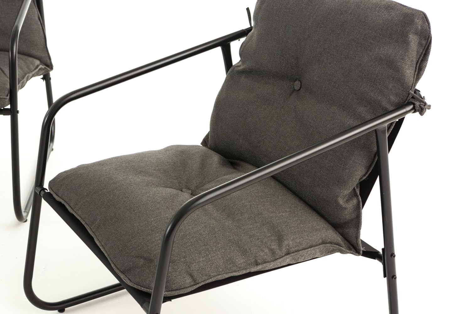 SIEDITI FUORI E DENTRO Set salotto da giardino 5 pezzi in acciaio, set di mobili da giardino con divano 2 posti, 2 poltrone, 2 tavlini e cuscini, salottino da esterno per patio balcone (Grigio Scuro)