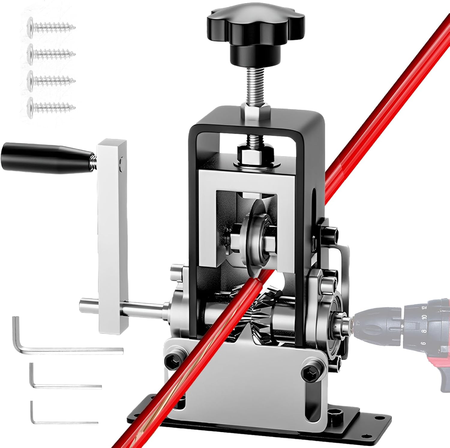 Wire Stripper Machine, 0.06''-0.98'' Manual or Drill Powered Wire Stripping Machine with Hand Crank or Drill Powered Copper Wire Peeler Machine Aluminum Frame Wire Peeler for Scrap Copper Recycling