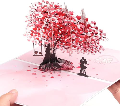 Miniatura 5 de YunXianger Tarjeta de feliz aniversario, tarjeta de aniversario con luces y música, 3D Pop Up Tree Tarjeta del día de San Valentín para ella, él,