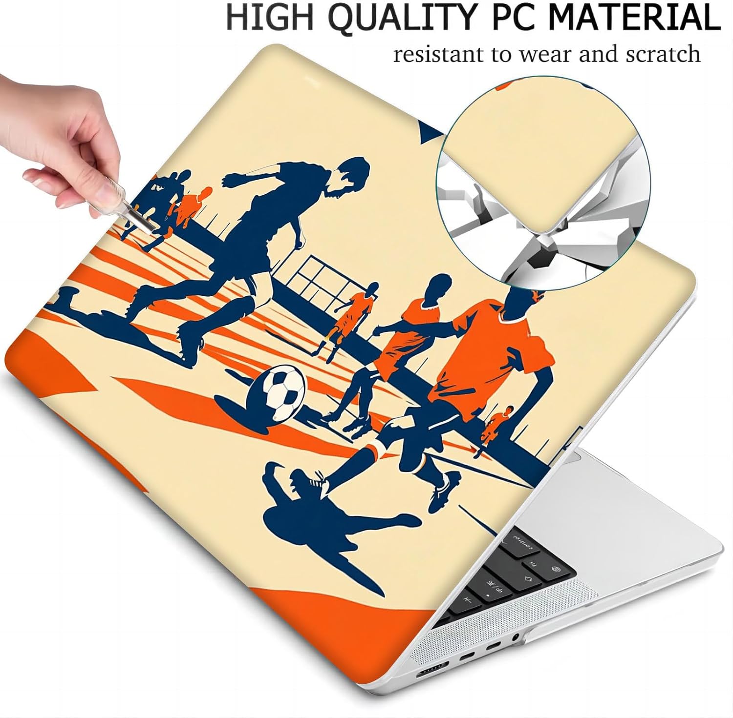 Compatible with MacBook Neo 13-inch, Hard Shell Case with Keyboard Cover and Screen Protector (A3404 A18 Pro chip, 2026 Release) - Soccer Pattern MC21300
