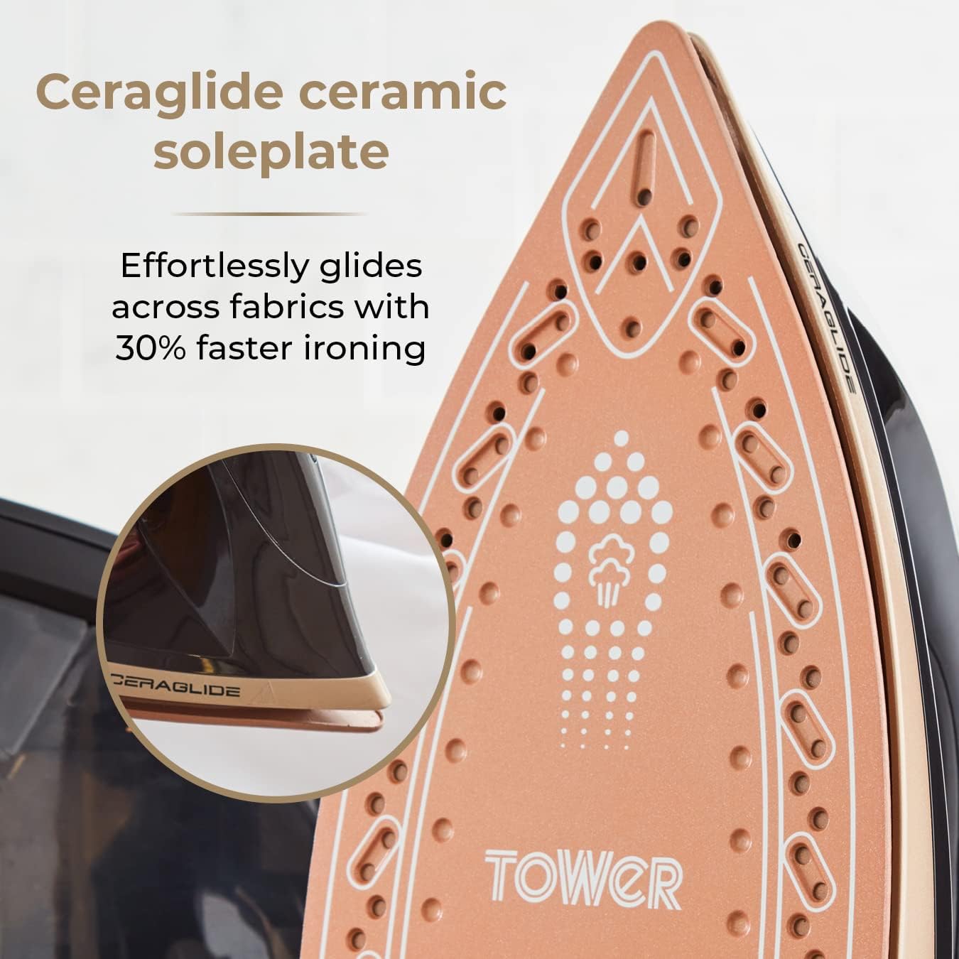 Ceraglide ceramic soleplate close-up
