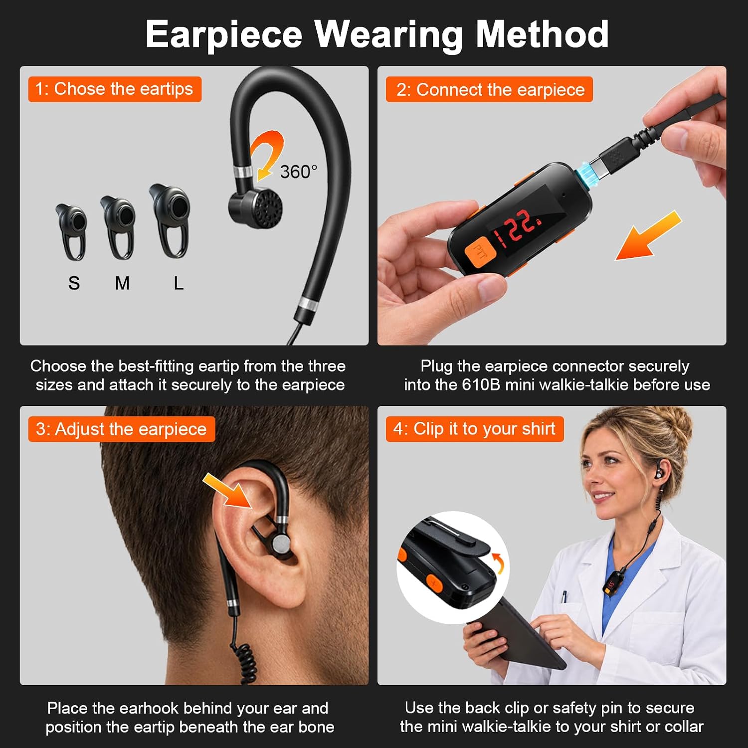 3 Pack Mini Walkie Talkies, IP54 Waterproof Two Way Radios