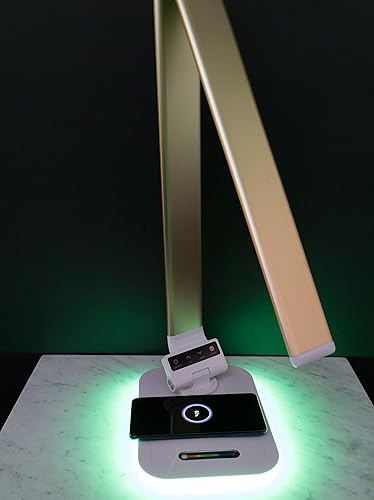 Miniatura 4 de Zen Lumen Lámpara de escritorio con luz de acento RGB Cargador inalámbrico Puerto USB Controles de luz regulable (Plata)