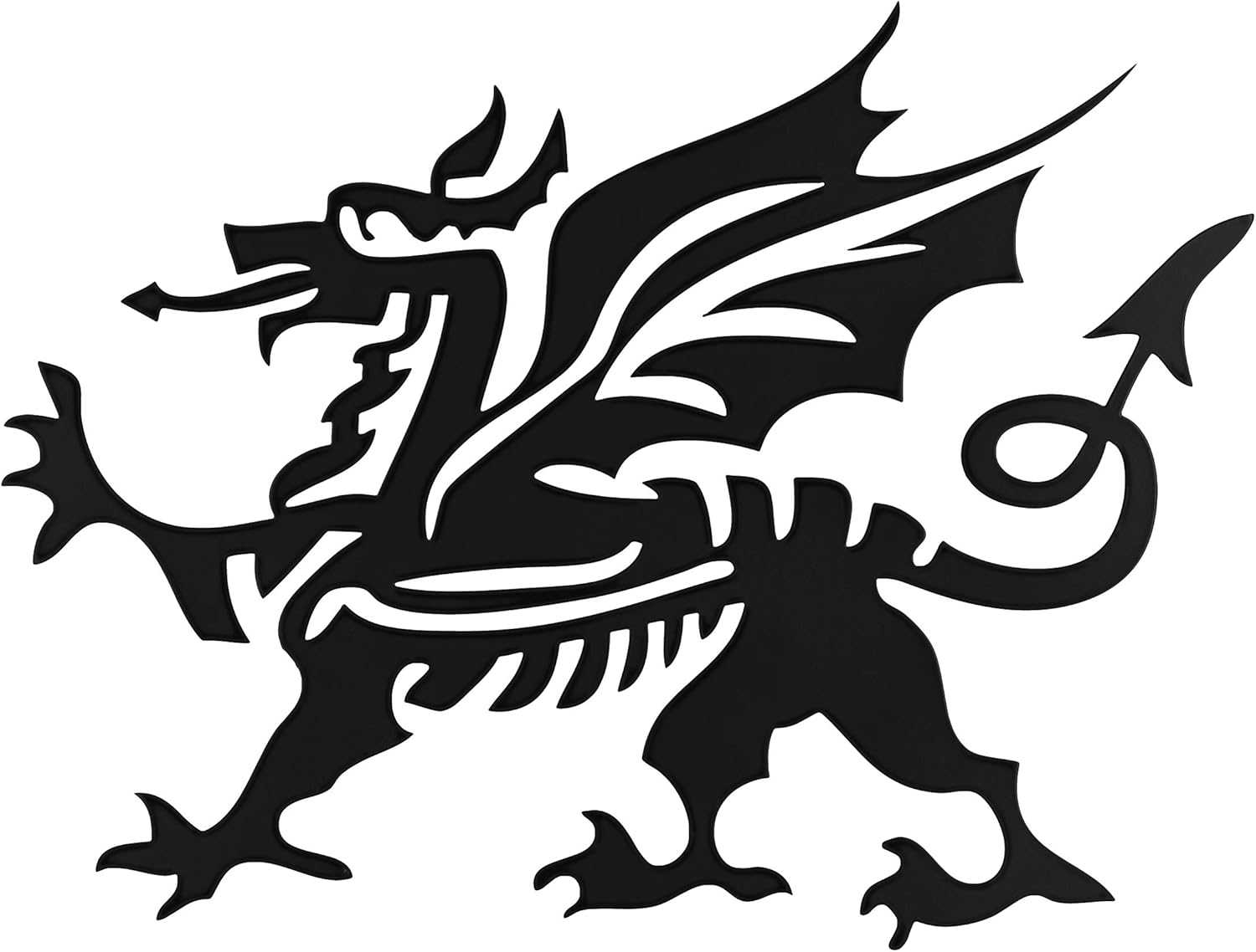 Solid steel wall art Welsh Dragon, Ddraig Cymraeg,Cymru, Black powder