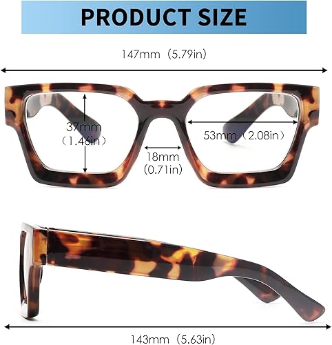 Miniatura 7 de JM Paquete de 2 lentes de sol de lectura fotocromáticos para mujer, lector de computadora cuadrado con luz azul, bisagra de resorte, negro y tortuga