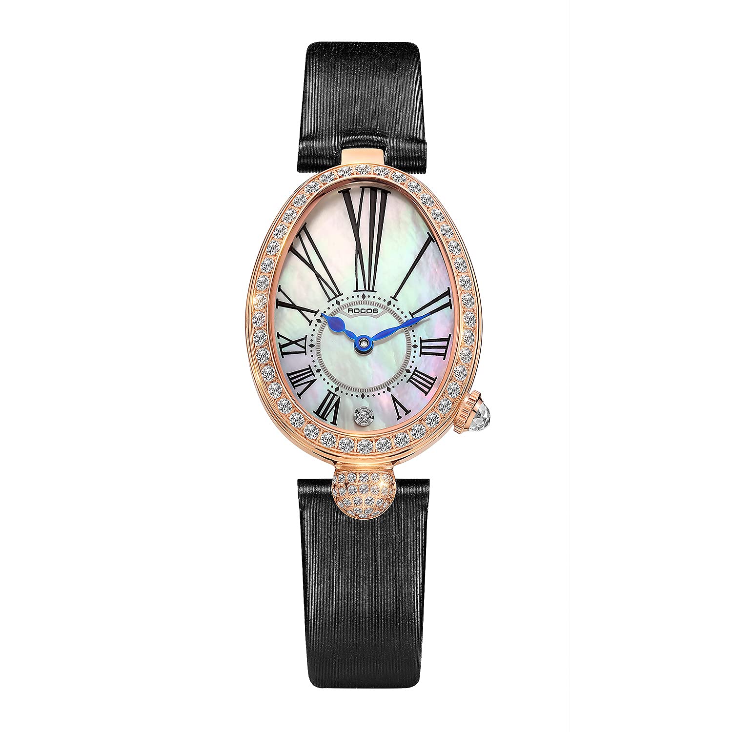 rocosjewe Vintage Luxury Women's Watch Oval Women's Wristwatch Irregular Roman Scale Illusion Dial Coffee Color Belt Waterproof Ladies' Gift R0233-picture-48