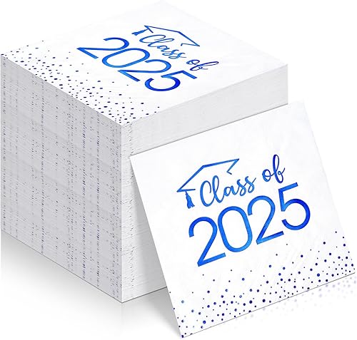 100 servilletas de graduación de clase 2023, servilletas desechables de felicitaciones, toallas de mano de papel de aluminio de felicitaciones para
