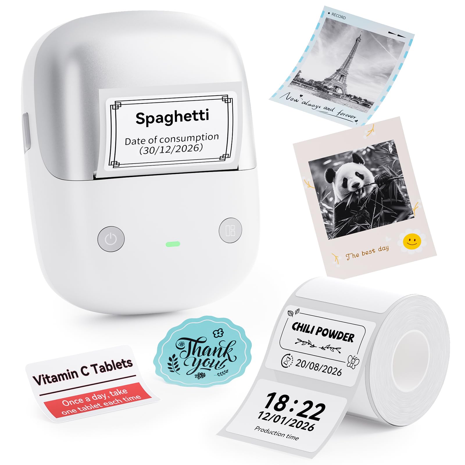 NIIMBOT B2 Pro Etikettendrucker mit Wasserfeste Etiketten Selbstklebend, 300DPI Etikettiergerät Druckbar in Rot und Schwarz Bluetooth Label Printer für Fotos, Adressetiketten, Preisschilder, Silber