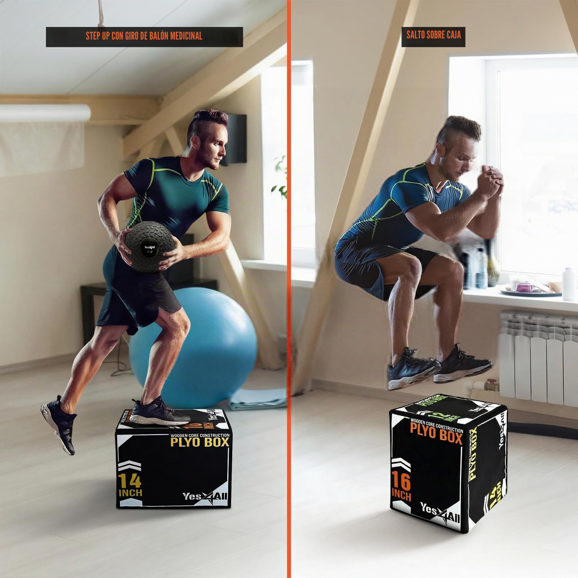 Yes4All 3 en 1 Soft Plyo Box Núcleo de Madera, Espuma de Caja pliométrica para el Ejercicio, MMA, Entrenamiento pliométrico, Disponible en 4 tamaños