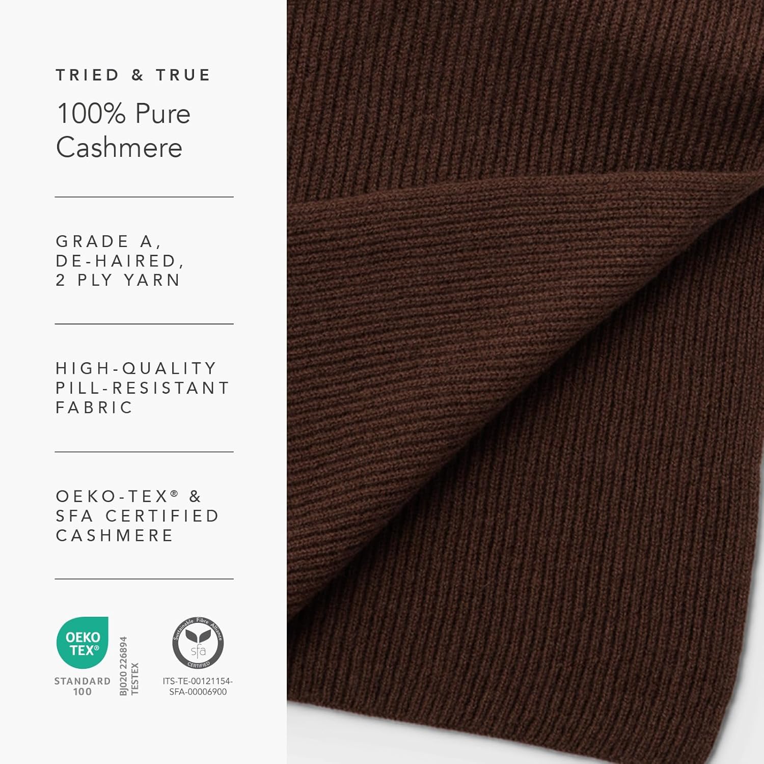 Fishers Finery Women's 100% Cashmere Ribbed Knit Winter Scarf | Black Label Box - Image 5