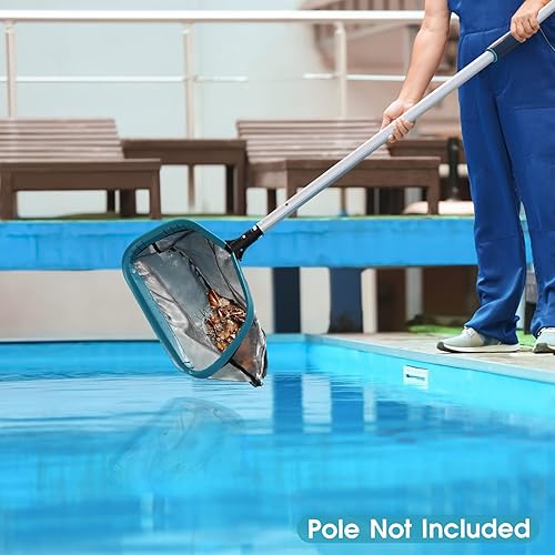 Miniatura 7 de POOLWHALE Rastrillo de red de desnatador de piscina, red de nailon profundo con marco de aluminio, redes de malla ultra fina para limpiar hojas,