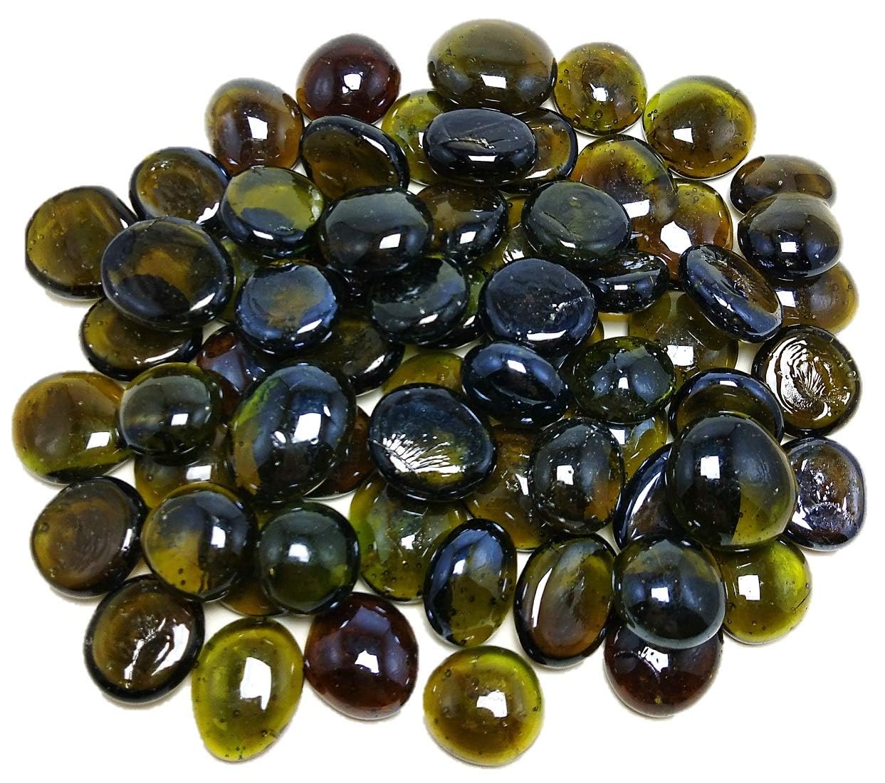 ZEINOO Mehndi Green Color Glass Gems Stones/Pebbles for Home & Garden Décor, Aquarium Décor, Vase Filler, Marble & Gravel Planted Substrate (Mehndi Green, 450 gm)