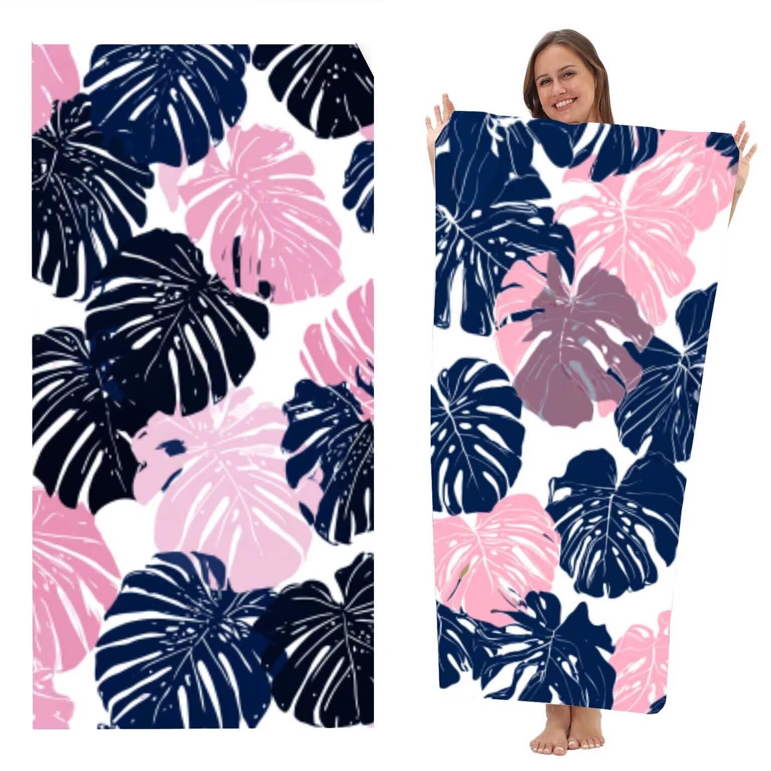 Ręcznik plażowy XXL, zestaw 2 szt., z mikrofibry, ręcznik kąpielowy 220 x 100 cm, szybkoschnący, cienki ręcznik plażowy, lekki ręcznik kąpielowy, ręcznik plażowy, bez piasku, ściereczka z mikrofibry