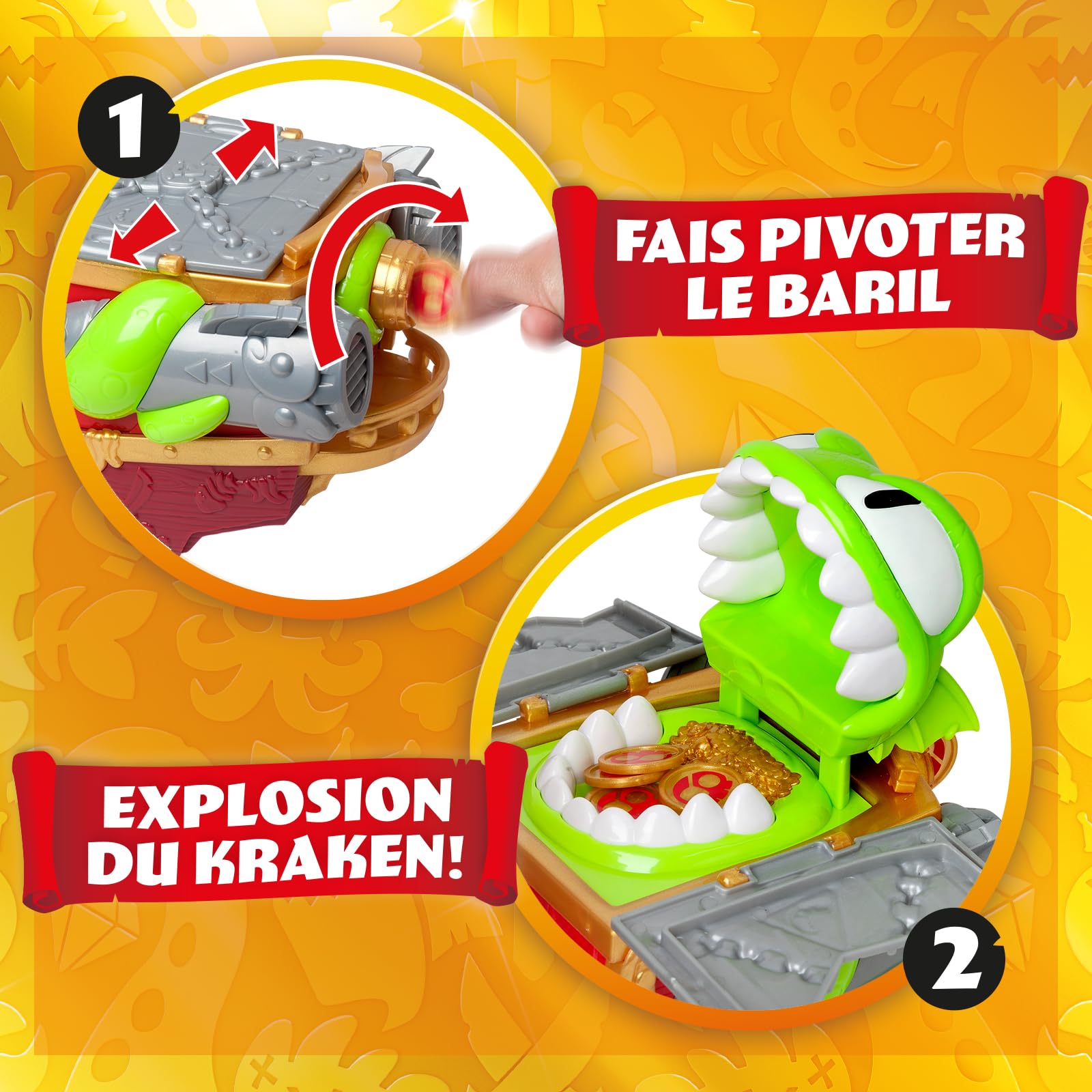 PIRATIX Le Bateau Kraken - Contient 1 Bateau Kraken, 2 Piratix & Accessoires exclusifs, 1 Projectile de Canon, 1 trésor Exclusif, 6 trésors dorés, 1 Drapeau Exclusif, 1 épée, 1 Ancre et 1 Prison.