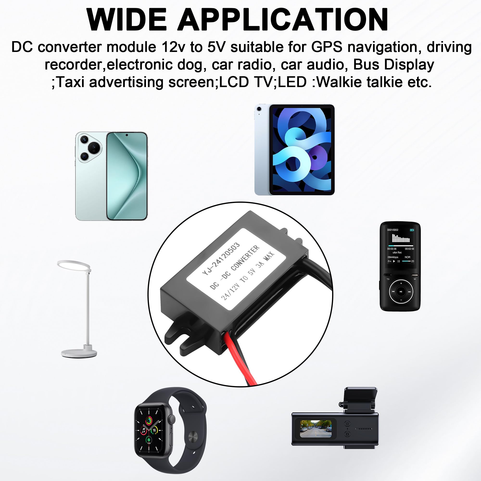 Convertitore di alimentazione femmina USB doppio da 12V 24V CC a 5V 3A 15W Adattatore di alimentazione step down DC-DC,adattatore di alimentazione con modulo buck impermeabile per auto