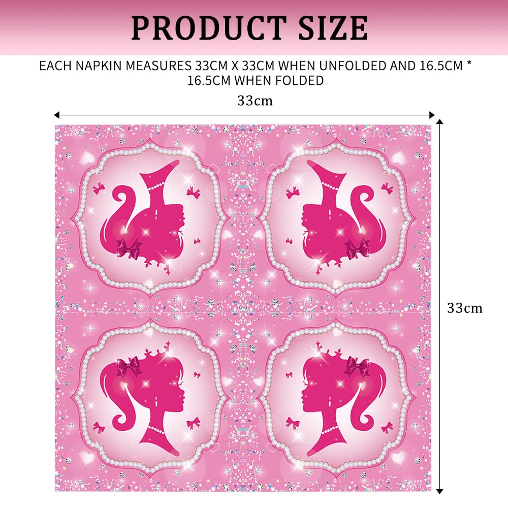 GROVBLE 40 PCS Tovaglioli di Buon Compleanno,Tovaglioli di Compleanno 33 x 33 cm,Decorazione della Tavola per Feste Compleanno,Tovagliolo rosa adatto per il compleanno,l'anniversario della ragazza