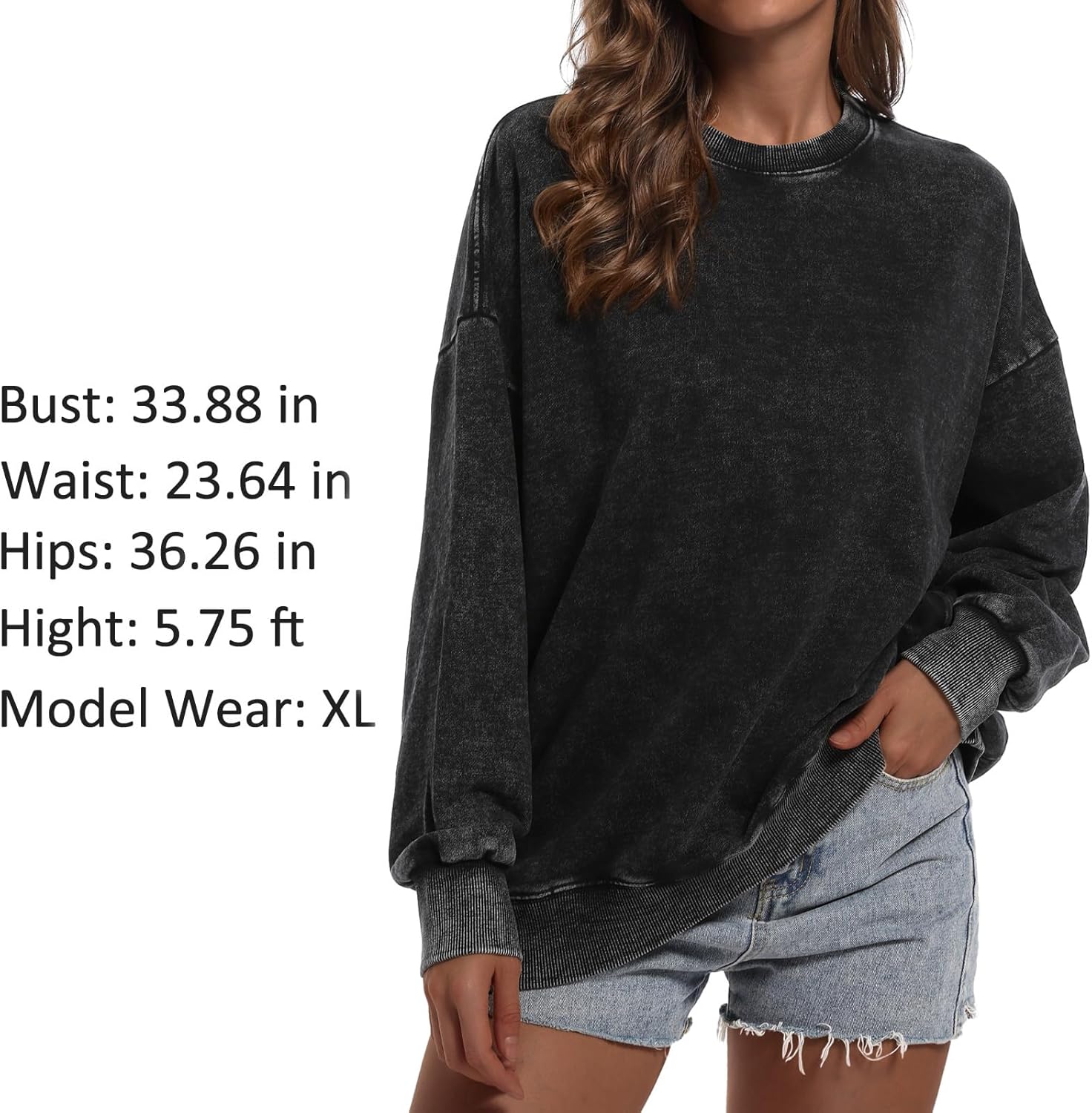 Oversized Vintage Hoodie for Women Cotton Loose Fit Baggy Hooded Sweatshirt Trendy Basic Acid Wash Pullover Top - Image 3
