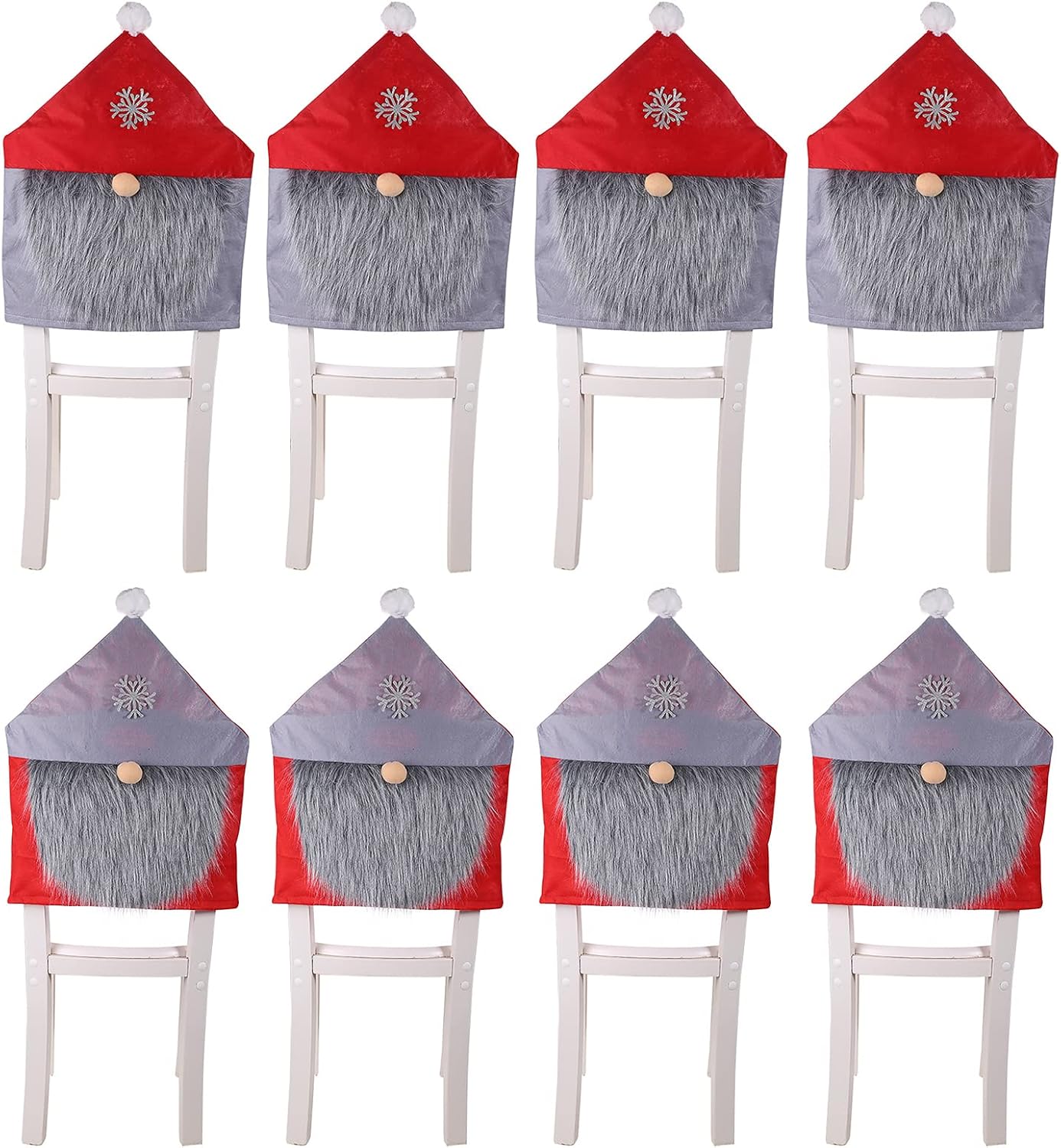 Ugiftcorner Gnomes Hat Christmas Chair Covers Set of 8