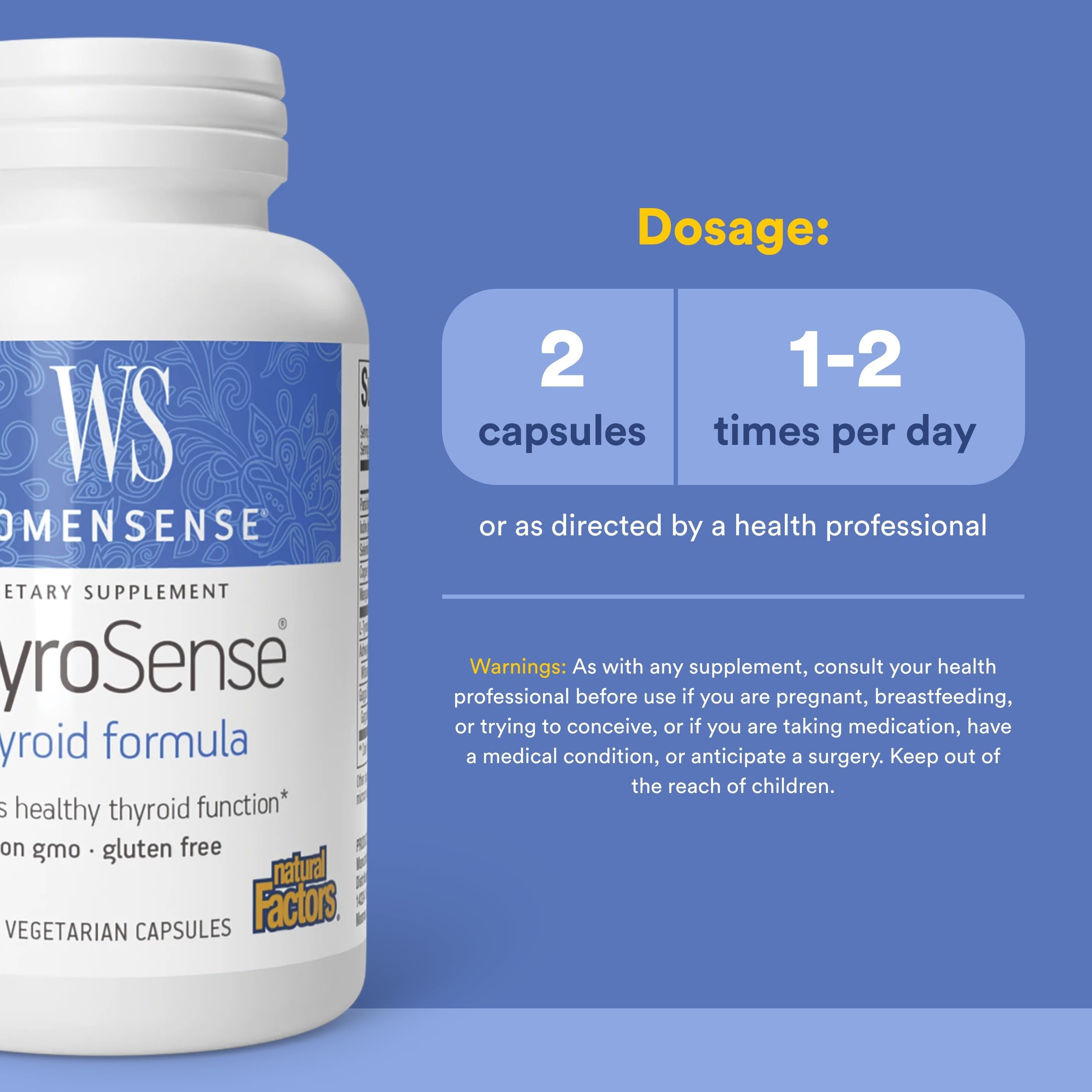 WomenSense ThyroSense by Natural Factors, Natural Supplement to Support Healthy Thyroid Function, Vegetarian, Non-GMO, 60 capsules (30 servings) — Amazon image 3