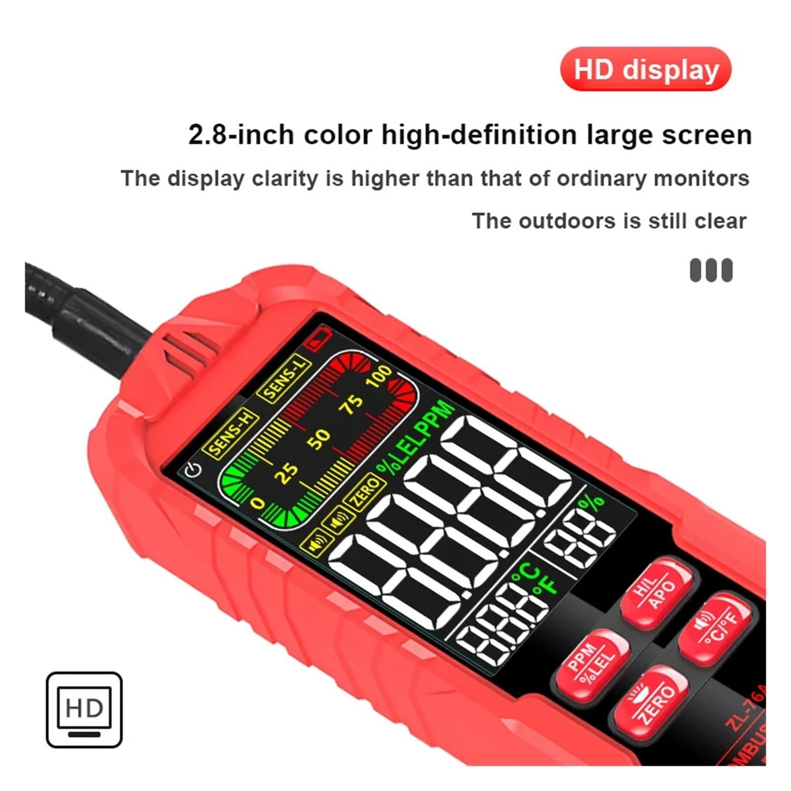 Detektor gazu, Analizator detektora wycieku gazu Metan Łatwopalny Palny Naturalny Tester Ekran LCD Dźwięk i alarm(ZL76B)