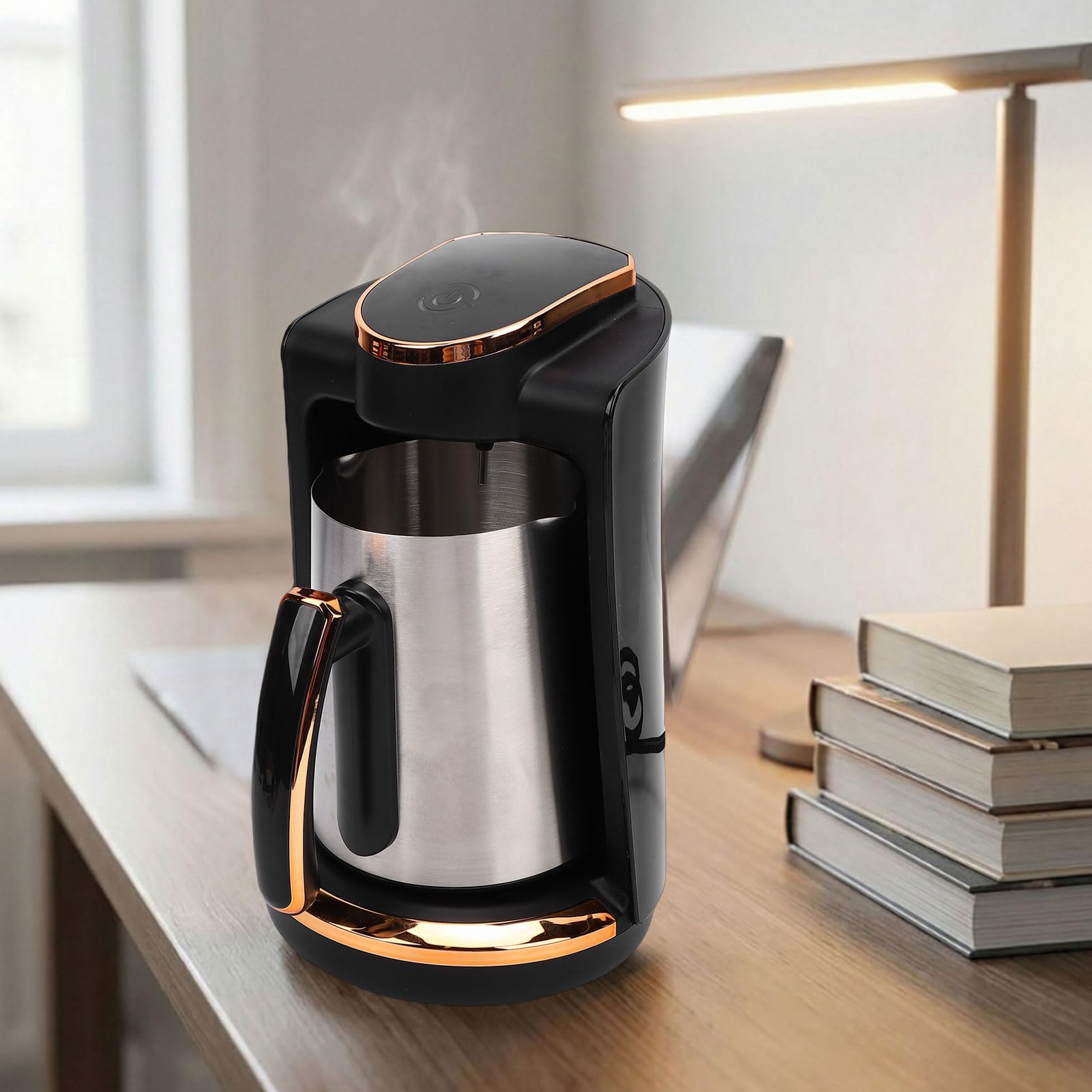 Generic Przenośny Turecki Ekspres do Kawy o Mocy 550 W ze Stali Nierdzewnej i Pojemności 250 Ml na jedną filiżankę Po Turecku do Podróży W Biurze Domowym (Wtyczka UE 220 V)