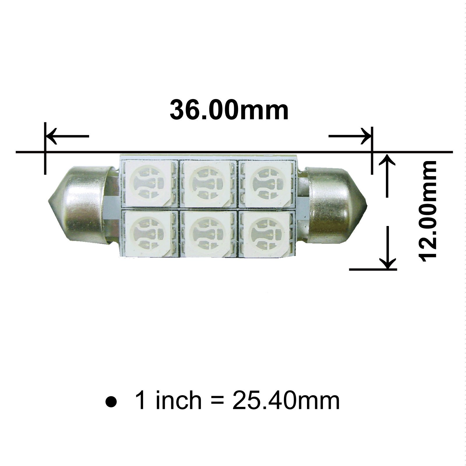 PA LED 4pcs 6-5050 SMD LED Festoon 36mm Dome Interior Light/Interior Light/License Light 12V-Blue