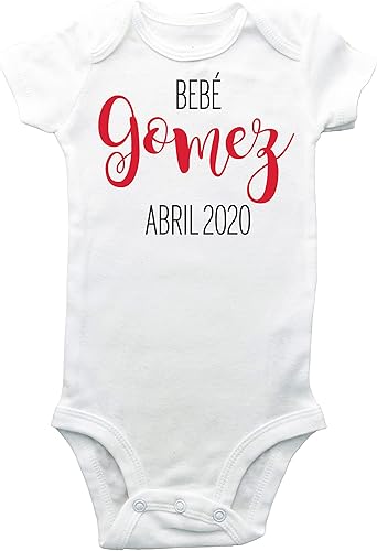 Miniatura 7 de Apellido de Bebé con mes y año Bodysuit, Español Spanish Custom Birth Announcement Bodysuit, Newborn Photo Onesie, Baby Boy Birth Announcement,