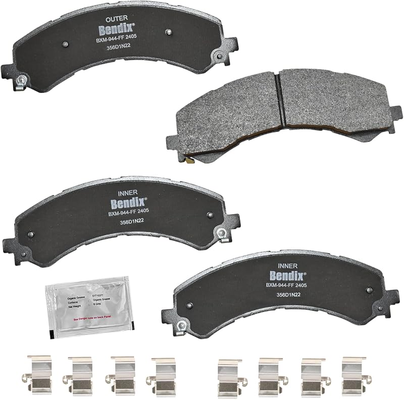 Pastilhas de freio traseiras semimetálicas Bendix Priority1 CFM2405 para Chevrolet Express e GMC Savana – 1 conjunto