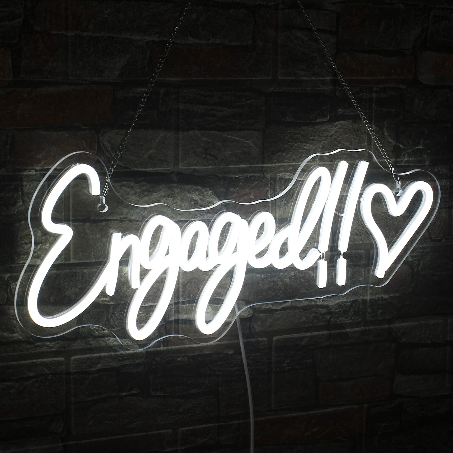 NOSUN Engaged Neon Sign Engagement Led Signs Wedding Heart Neon Lights Signs Warm White Light up Sign for Bedroom Wall Decoration Dimmable Led Neon Lights for Shop Birthday Wedding Engagement Anniversary Party Decor