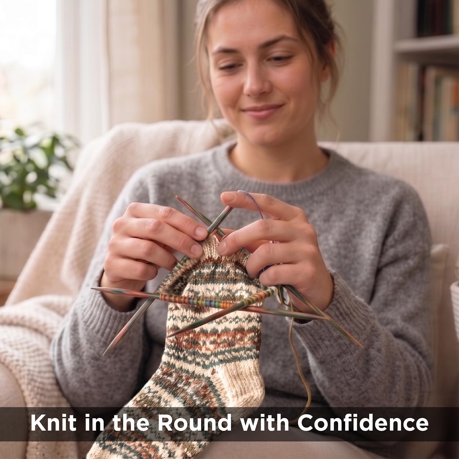 KnitPro Symfonie 2er-Set Nadelspiele aus Holz – 15 cm