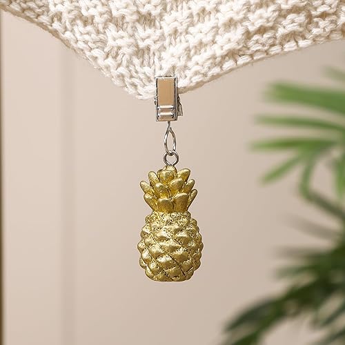 Miniatura 3 de TwoFish Juego de 4 clips dorados de resina de piña para mantel, juego de 4 clips para mantel de artesanía de piña, paquete de 4