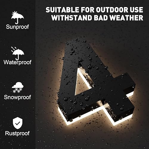 Miniatura 2 de Números de casa LED retroiluminados de 5 pulgadas para exteriores, número de dirección flotante de acero inoxidable, números de casa modernos