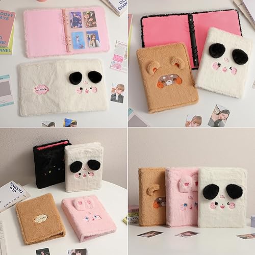 Miniatura 6 de SZHTSWU Carpeta A5 de dibujos animados de felpa para tarjetas fotográficas con 20 fundas interiores de 3 pulgadas para álbumes de fotos en hojas